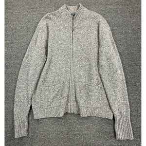 John W Nordstrom Mens XXL Merino Wool Cashmere Zip Cardigan Sweater Gray